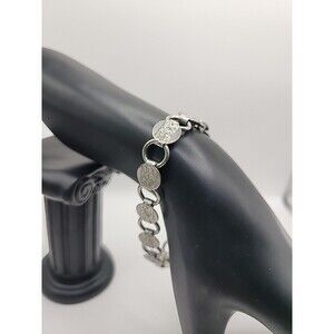 Vintage Signed Sarah Coventry Silver Tone Textured Link bracelet Jewelry Costume